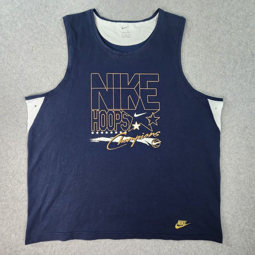 Nike Dri-Fit Hoops Champions Tank Top Mens XL Blue Sleeveless Basketball Shirt